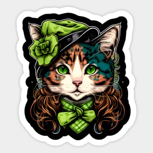 Beautiful Cat Lady St. Patrick's Day Sticker